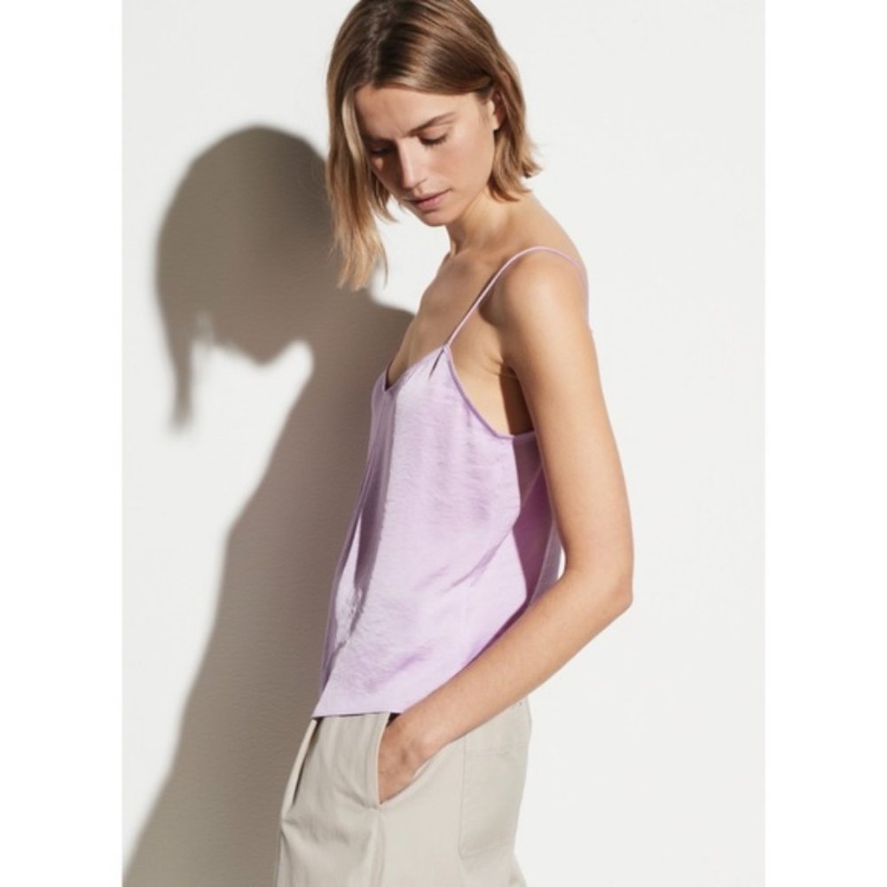 VINCE Pleat Front Camisole in Lilac - SIZE Medium